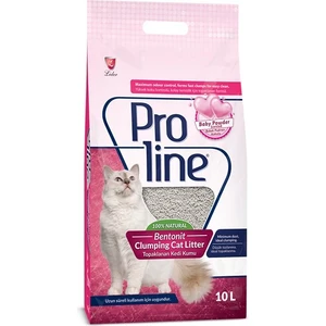 Pro Line Proline Bebek Pudra Kokulu Hızlı Topaklanan Bentonit Kedi Kumu Kalın 10 Lt