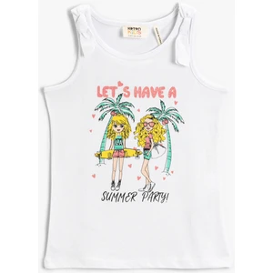 2SKG30009AK Bisiklet Yaka NormalKalıp Baskılı Beyaz Melanj Kız Çocuk Atlet