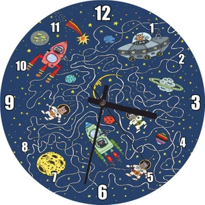 Cakatablo Astronomik Kediler ve Gökcisimleri Duvar Saati (Çap 30X30 Cm)