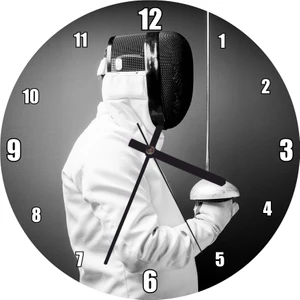 Cakatablo Eskrim Sporcusu ve Kılıcı Duvar Saati (Çap 30X30 Cm)