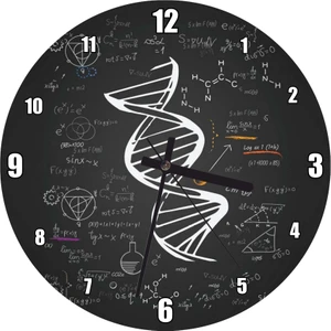 Cakatablo  Dna Sarmalı Matematiksel Formüller ve Geometrik Şekiller Duvar Saati (Çap 30X30 Cm)