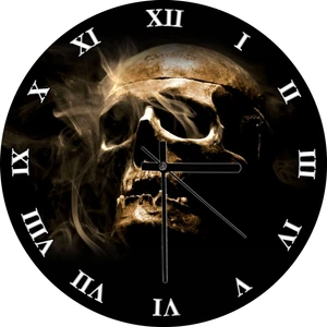 Cakatablo Siyah Zeminde Kuru Kafa Duvar Saati (Çap 30X30 Cm)