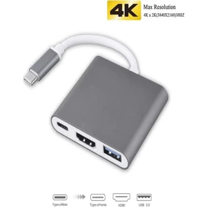 SpeedUF Type-C - Hdmi Çoklayıcı Çevirici (Usb 3.0+Type-C+Hdmi)