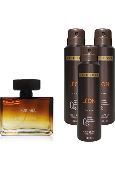 Free Love Leon Edp Erkek Parfüm 100 ml ve Deodorant 150 ml 3 Adet