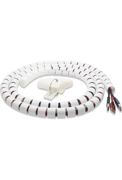 Wozlo Spiral Kablo Düzenleyici Toplayıcı Beyaz 1.5 Metre