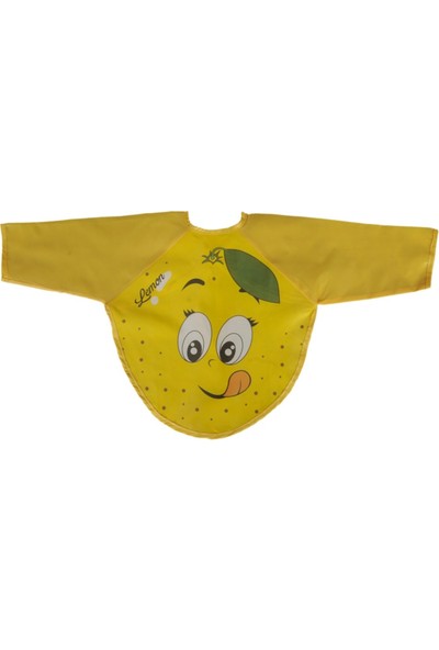 Yunusoğlu Home Limon Desenli Kollu Bebek Mama Önlüğü 6-24 Ay Arası Kullanım