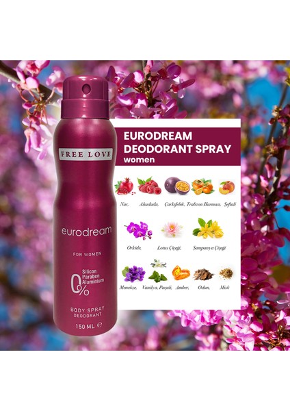 Eurodream Edp Kadın Parfüm 100 ml ve Deodorant 150 ml 3 Adet