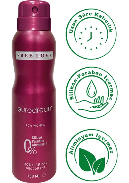 Eurodream Edp Kadın Parfüm 100 ml ve Deodorant 150 ml 3 Adet