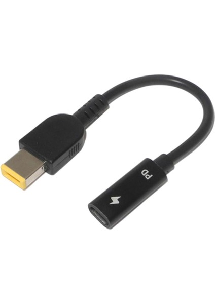 Laptop Güç Kablosu USB Tip-C Kadın Lenovo Için Kare Fiş Şarj Cihazı (Yurt Dışından)