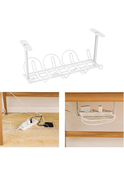 Masanın Altında Kablo Kordon Tutucu Tepsi Güç Şerit Yönetimi Organizatör Beyaz (Yurt Dışından) fiyatları