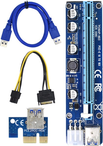 VER008C Pcı-E Rider Kartı 6 Pin Pcı Express 60CM Kablo Sata Güç Bitcoin (Yurt Dışından)