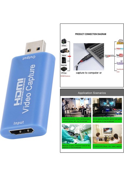 HDMI USB Video Yakalama Kartı Video Canlı Streaming / Oyun Için Hd Kapmak (Yurt Dışından)