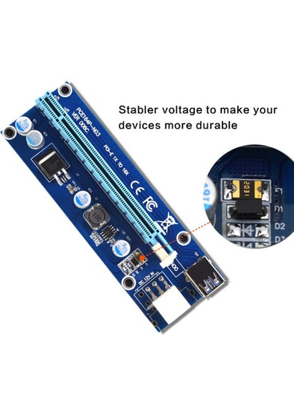 Dizüstü Pcı-E Yükseltici 1x Ila 16X Usb3.0 6pin Uzatma Kartı Güç Adaptörü Kablosu (Yurt Dışından)