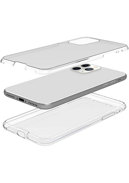 iPhone 11 Pro Max Kılıf 360 Tam Koruma Şeffaf Silikon