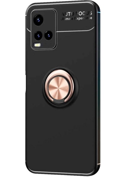 Vivo Y33S Kılıf Kickstand Ring Holder Siyah Rose fiyatları