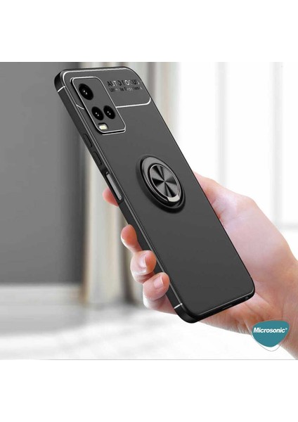 Vivo Y33S Kılıf Kickstand Ring Holder Siyah Rose modelleri