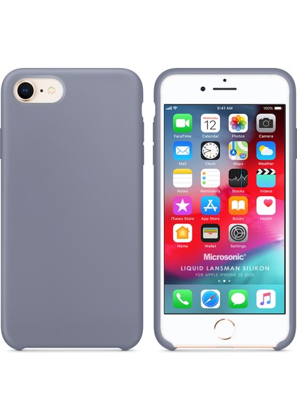 Apple iPhone Se 2022 Kılıf Liquid Lansman Silikon Lavanta Grisi