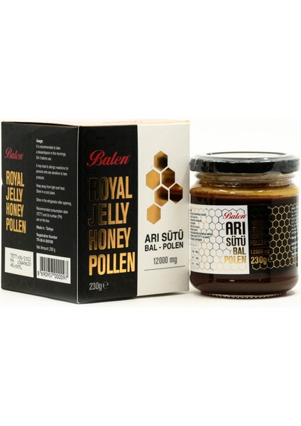 Arı Sütü Bal Polen Karışımı 12000 Mg 230 gr Arısütü