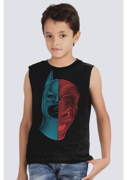 Yarım Kahraman Siyah Kısa Kollu Erkek Çocuk T-Shirt