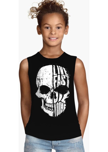 Hızlı Yaşa Siyah Kısa Kollu Kız Çocuk T-Shirt