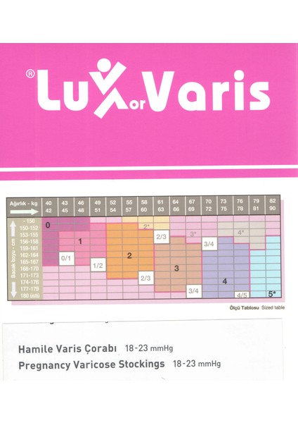 KÜLOTLU HAMİLE VARİS ÇORABI 18-23 mmHg No: 2 fiyatları