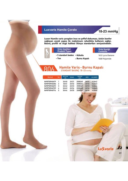 KÜLOTLU HAMİLE VARİS ÇORABI 18-23 mmHg No: 2 modelleri