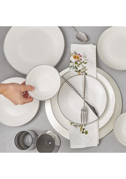 Alicia 24 Parça 6 Kişilik Porselen Platinium Yemek Takımı modelleri