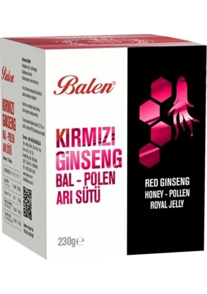 Kırmızı Ginseng Arı Sütü Bal Polen Karışımı 230 gr Macun