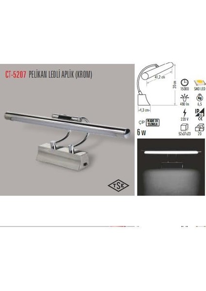 CT-5207 6W/6400K Pelikan LED Aplik(Beyaz Işık) Cata