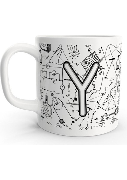 Y Harfi Fizik Formül Tasarım Harfli Kupa Bardak
