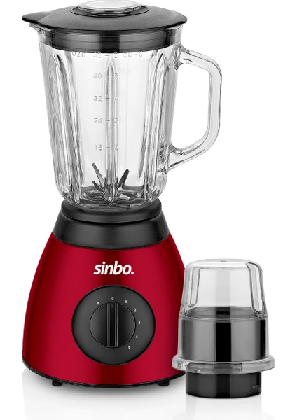 SHB-3113 Kırmızı Cam Blender ve Öğütücü / 600W Smoothie - Buz Kırıcı