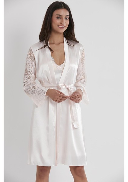 4025 Ikili Saten Gecelik - Sabahlık Takımı