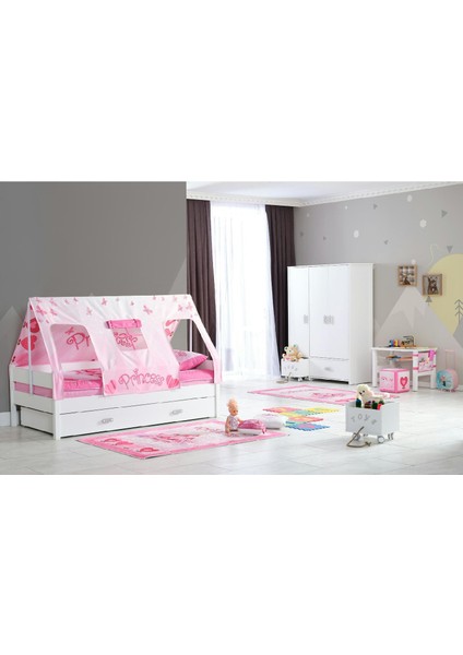 Bubu Home Palprincess Montessori Çocuk Odası Takımı ( Altlıklı Karyola + Dolap + Çalışma Masası )