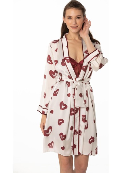 2406 Ikili Saten Gecelik - Sabahlık Takımı