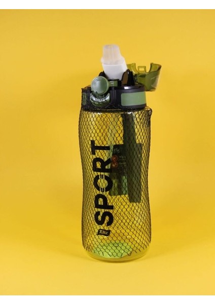 Plasti Pipetli Rio Su ve Detoks Su Şişesi Matara Policarbon 750 ml -Yeşil