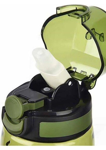 Plasti Pipetli Rio Su ve Detoks Su Şişesi Matara Policarbon 750 ml -Yeşil