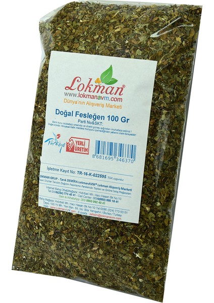 Fesleğen Elenmiş Tozu Alınmış Doğal 100 gr Paket