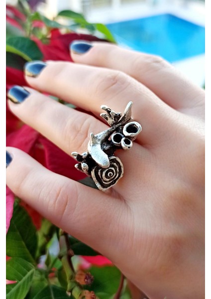 Antik Gümüş Kaplama Köpek Balığı Şekilli El Yapımı Ayarlanabilir Yüzük fiyatları