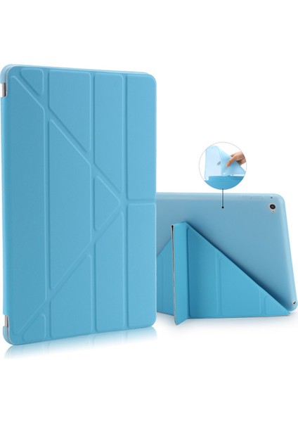 Apple Ipad 2 / 3 / 4 Smart Cover Üçgen Stand Arkası Şeffaf Tablet Kılıfı