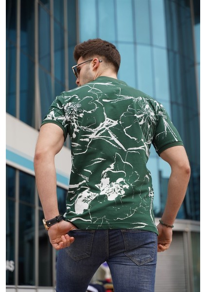 Yeşil Desenli Polo Yaka Erkek Tişört fiyatları