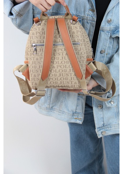 Vizon Taba Çok Bölmeli Astarlı Ayarlanabilir Askılı Kadın Sırt Çantası PBU2177 indirimleri