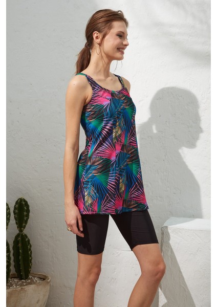 221509 Dubai Askılı Tesettür Tankini Takım
