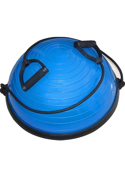 Mavi Bosuball Yarım Denge Topu Pilates Aleti - Direnç Lastikli Pilates Denge Aleti Pompa Hediyeli