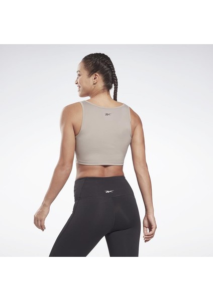 H56396 S Ruched Cropped Tank Kadın Gri Atlet