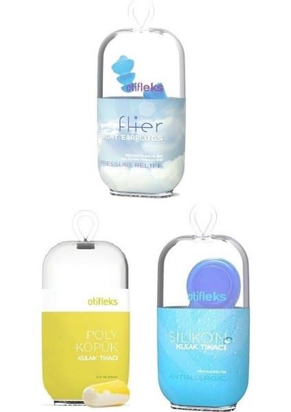 Uçak Kulak Tıkacı M + Poliüretan Köpük Kulak Tıkacı + Silikon 2'li Kulak Tıkacı