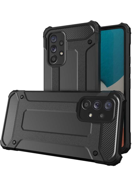 Case World Samsung Galaxy A53 ile Uyumlu Kapak Çift Katmanlı Zırh Tank ile Uyumlu Kılıf - Siyah