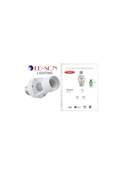 Pır Sensor Hareket Sensörlü Duy Tüm E27 Ampul Icin Ed-Son Marka