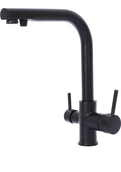 Mat Siyah Arıtma Çıkışlı Defne Mutfak Eviye Bataryası 3 Yollu Arıtma Garantili Musluk