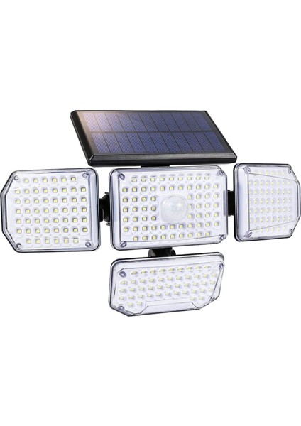 100 W Güneş Enerjili Sensörlü Solar Yonca Aplik - Beyaz Işık (6500K) - 214 Ledli - YSB-200