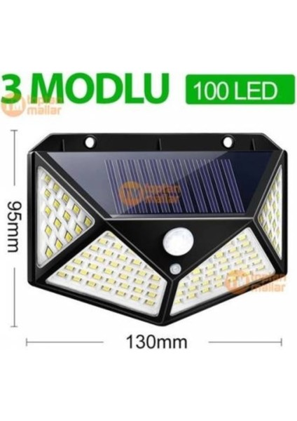 Projektör 100 Ledli Işık Sensörlü Güneş Enerjili Solar Lamba